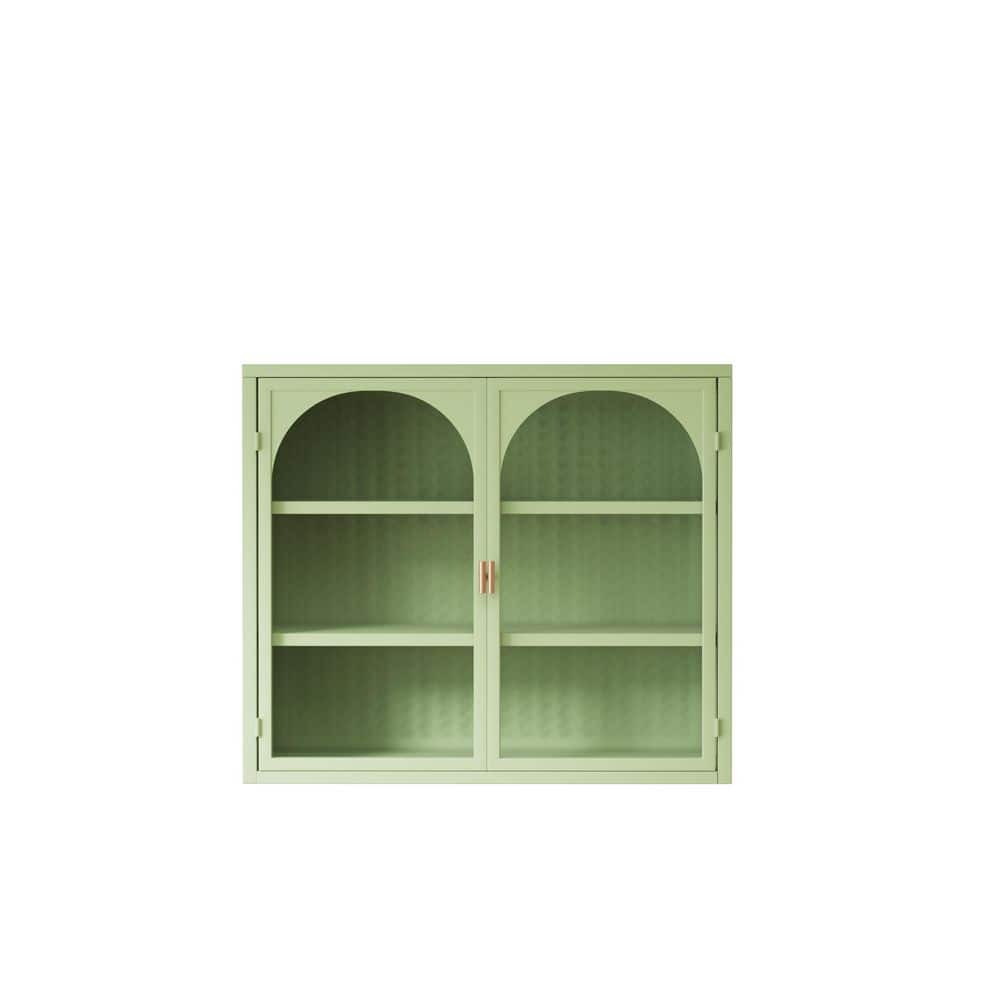 9.06 in. W x 27.56 in. D x 23.62 in. H Bathroom Storage Wall Cabinet in Mint Green with Glass Doors and 3-Shelves price history on PriceWatchPro