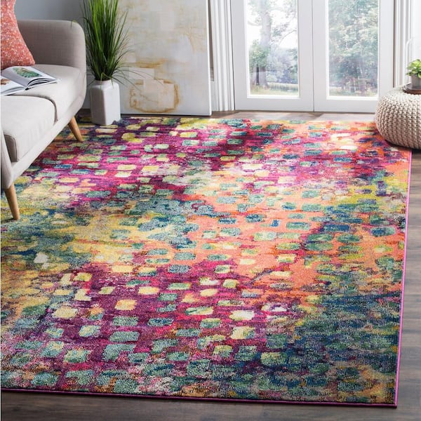 Monaco Pink/Multi 7 ft. x 9 ft. Geometric Area Rug