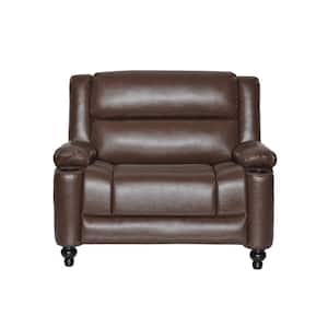 Tutherly Dark Brown Faux Leather Oversized Pushback Recliner