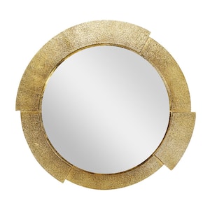 36 in. x 36 in. Gold Aluminum Contemporary Round Wall Mirror