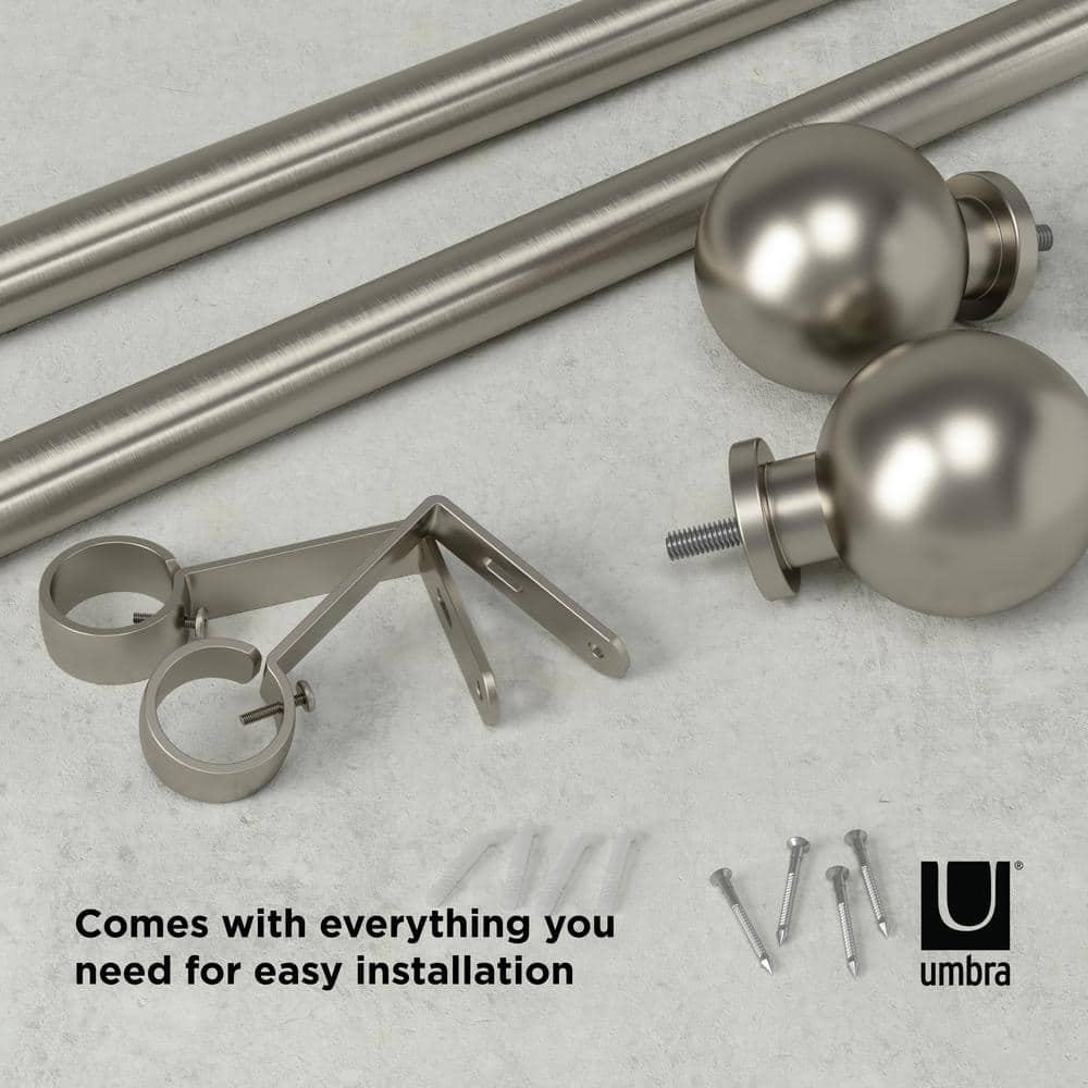 Nickel Adjustable Steel Curtain Rod with Ball Finials