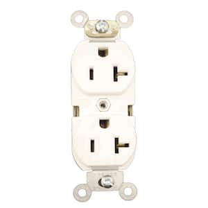 20 Amp Industrial Grade Heavy Duty Self Grounding Duplex Outlet, White