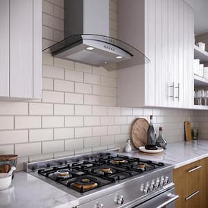 30 in. Rubiani Convertible Wall Mount Range Hood in Brushed Stainless Steel,Baffle Filters,Push Button Control,LED Light