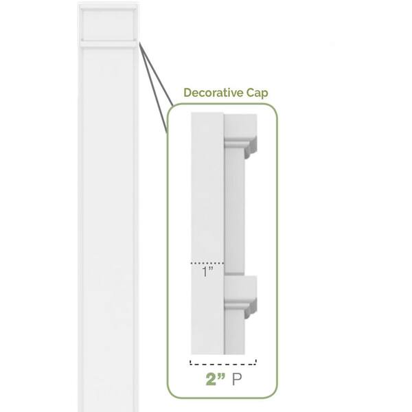 Ekena Millwork 2 in. x 10 in. x 96 in. Smooth PVC Pilaster Moulding with Decorative Capital and Base (Pair)