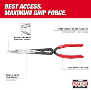 13 in. Straight Long Needle Nose Pliers with Slip Resistant Grip