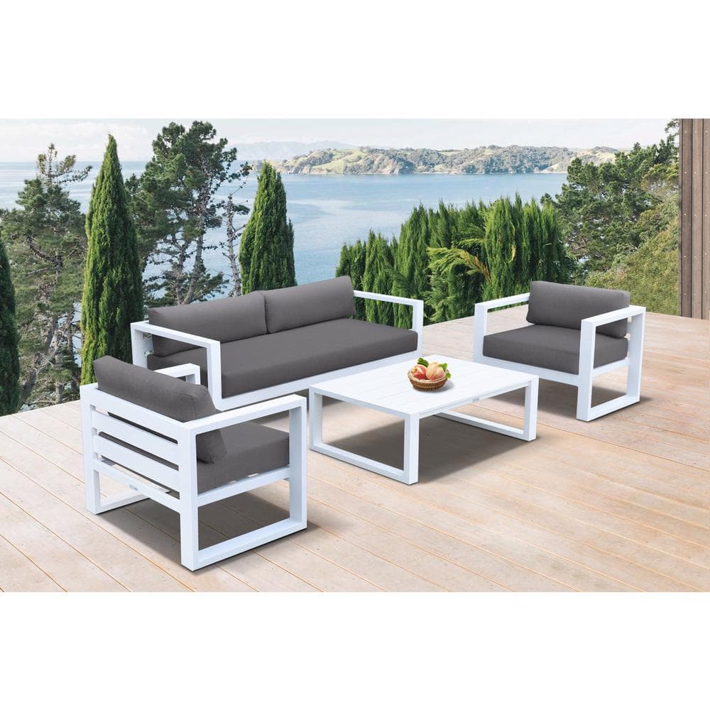 Aelani White Aluminum Modern Outdoor Coffee Table