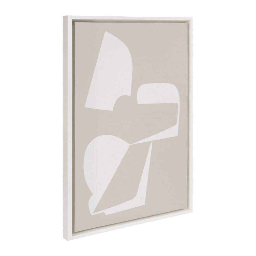 White and Beige Abstract Canvas Wall Art with Polystyrene Frame, 23x33