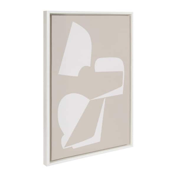 Kate and Laurel Sylvie Eye Catching Sleek Abstract 3 White and Beige by the Creative Bunch Studio Framed Art Print 23 in. x 33 in.