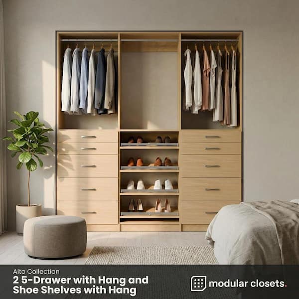 MODULAR CLOSETS Alto 81 in. W White Tower System 2 5-Drawer with