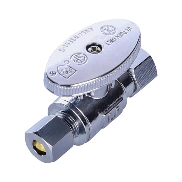 3/8 in. COMP F x 1/4 in. COMP M Add On Valve Quarter Turn Wheel; Lead Free Chrome Plated Brass 2 Pack