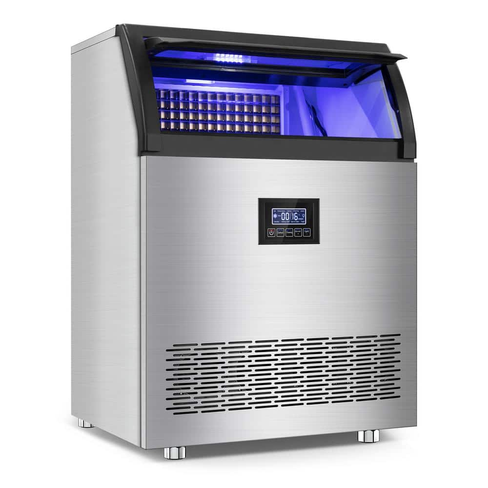 Ropup 24.4 in. Commercial Ice Maker 250 lb./24 H Stainless Steel Freestanding Ice Maker Machine with Full Cube Production