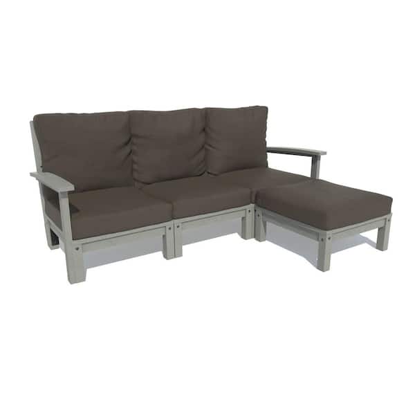 Highwood Bespoke Deep Seating 2-Piece Plastic Outdoor Couch and Ottoman with Cushions