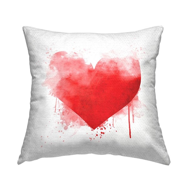 Stupell Industries Red Heart Urban Splatter Red Square Outdoor Throw Pillow
