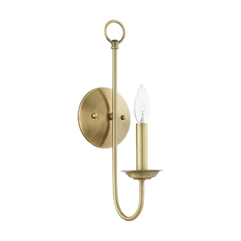 Estate Antique Brass Dimmable Wall Sconce - 16" High