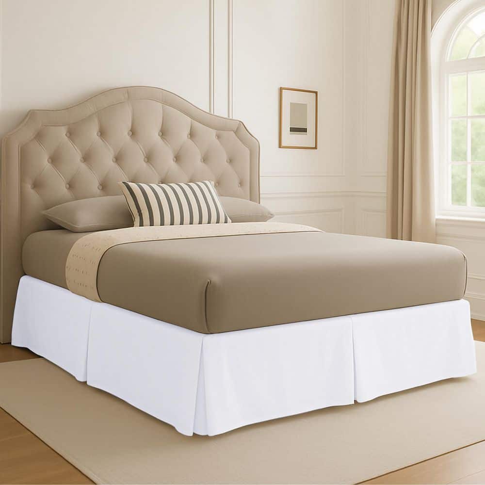 16" Pleated White Solid King Bed Skirt