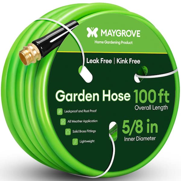 5/8 in. dia. x 100 ft. Heavy-Duty, Leakproof, Kink-Resistant Water Hose with Swivel Brass Fittings