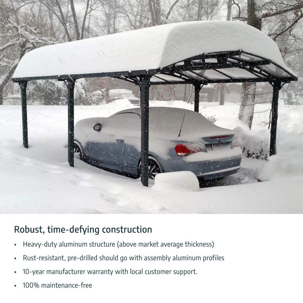 Alpine Gray 12' x 21' Polycarbonate and Steel Carport Kit