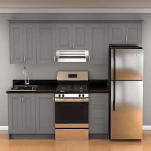 Bristol 120 in. W X 96 in. H X 24 in. D Slate Gray 10 Feet Straight Kitchen Cabinet Bundle 1