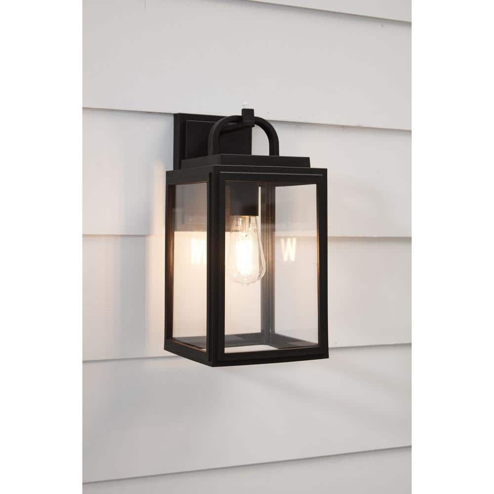 Coastal-Inspired Black Bronze Outdoor Lantern with Clear Glass