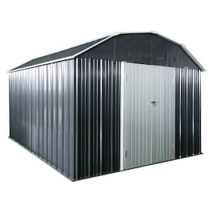 10 ft. W x 12 ft. D Outdoor Metal Storage Shed with Arch Roof and Lockable Doors, Black