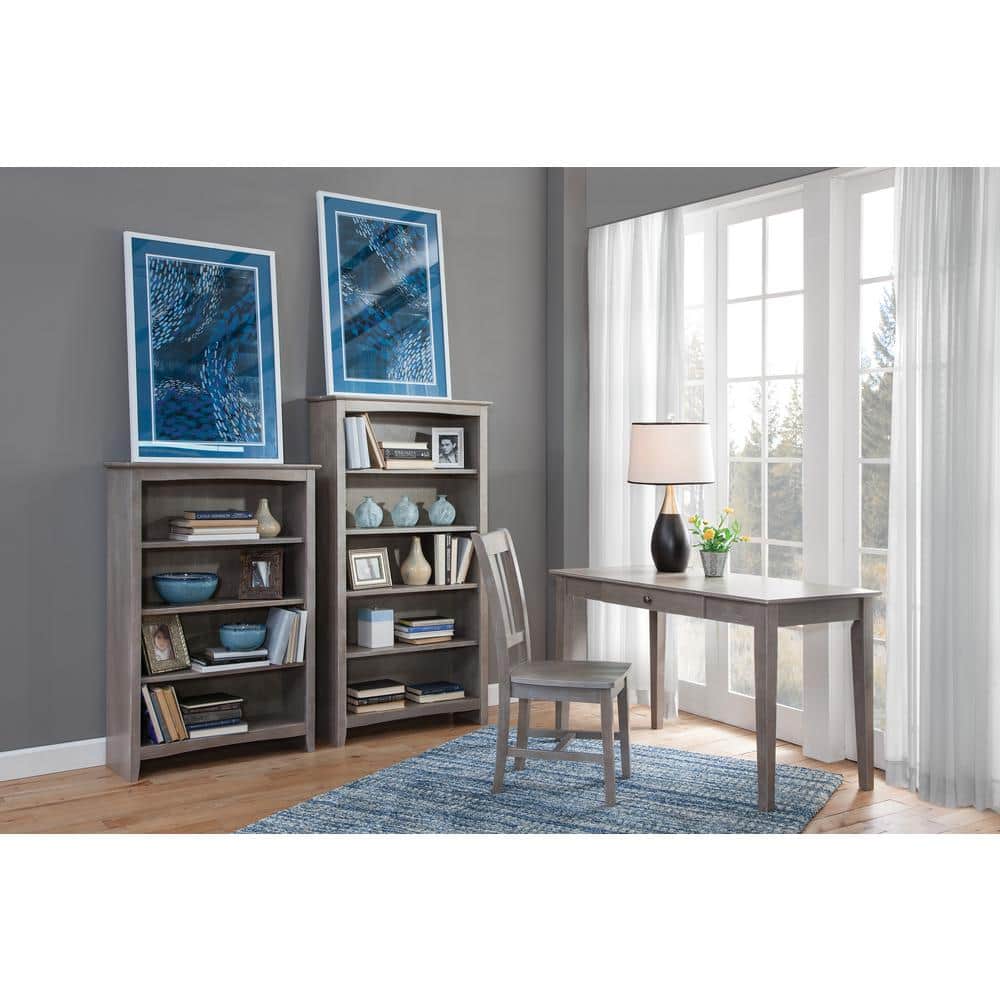 Traditional Solid Wood Adjustable Brown Shaker Bookcase 48"H