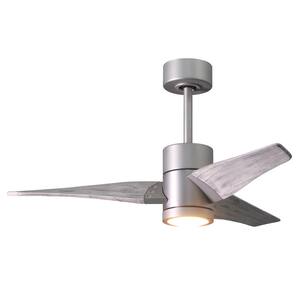 Super Janet 42 in. LED Indoor/Outdoor Damp Brushed Nickel Ceiling Fan with Light with Remote Control and Wall Control