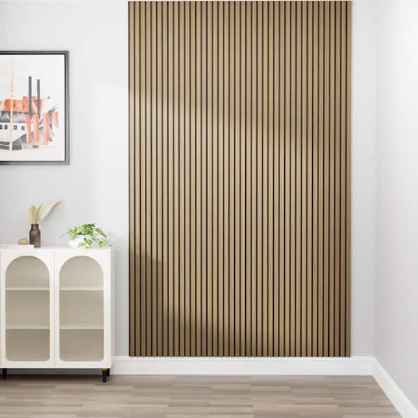 0.7 in. x 94.5 in. x 23.6 in. Natural Wood Tone Wood Veneer Wrapped Sound Absorbing Decorative Wall Panel (2-Pack)