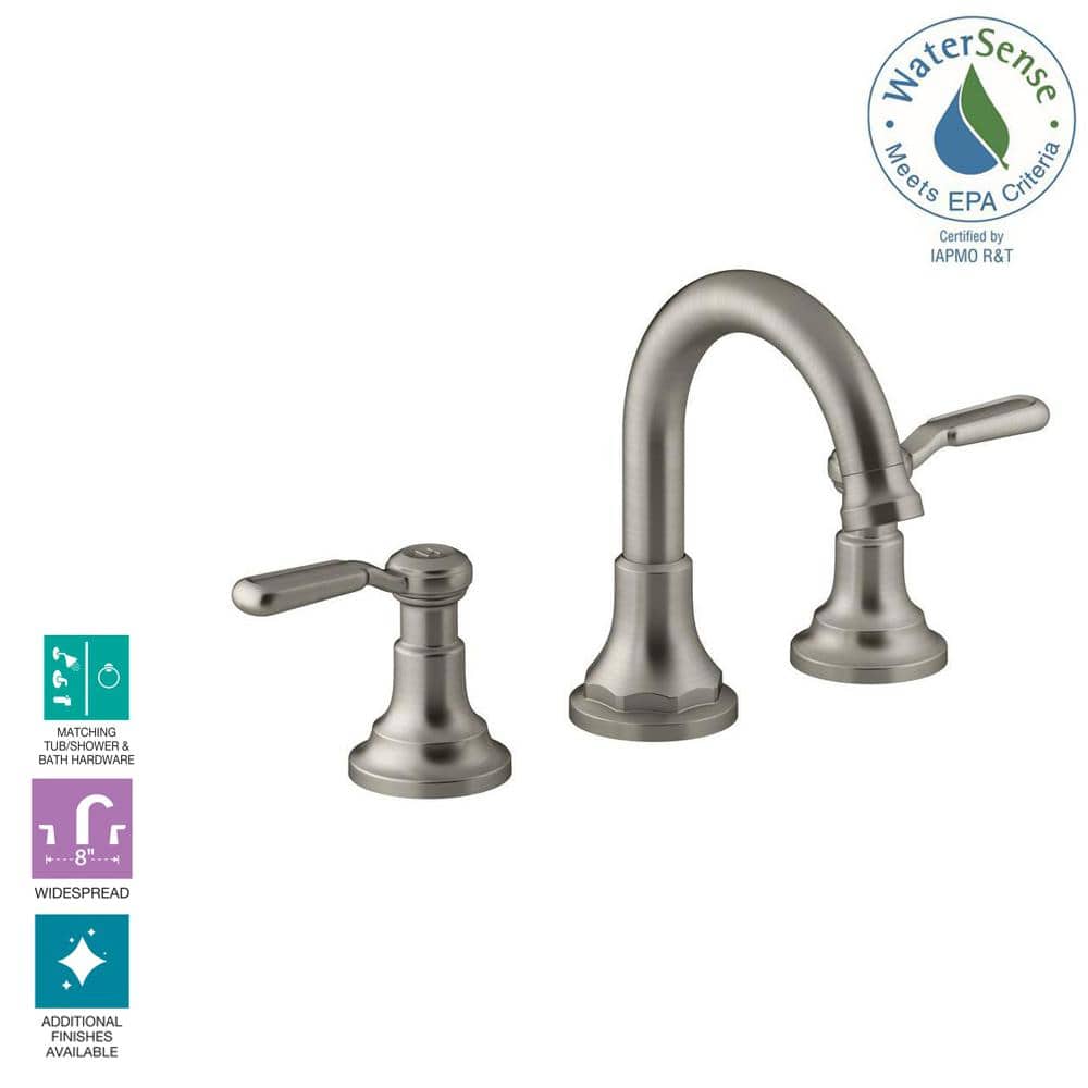 Vibrant Brushed Nickel 8" Widespread Bathroom Faucet