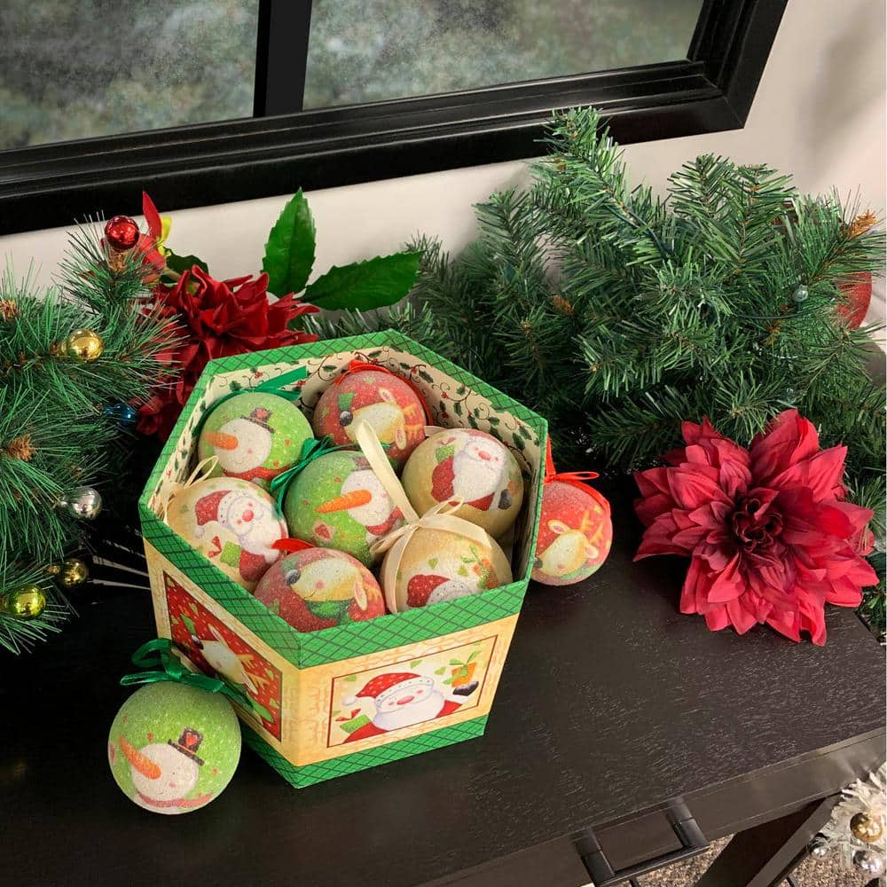 Santa and Friends Shatterproof Ball Christmas Ornaments (14-Pack)