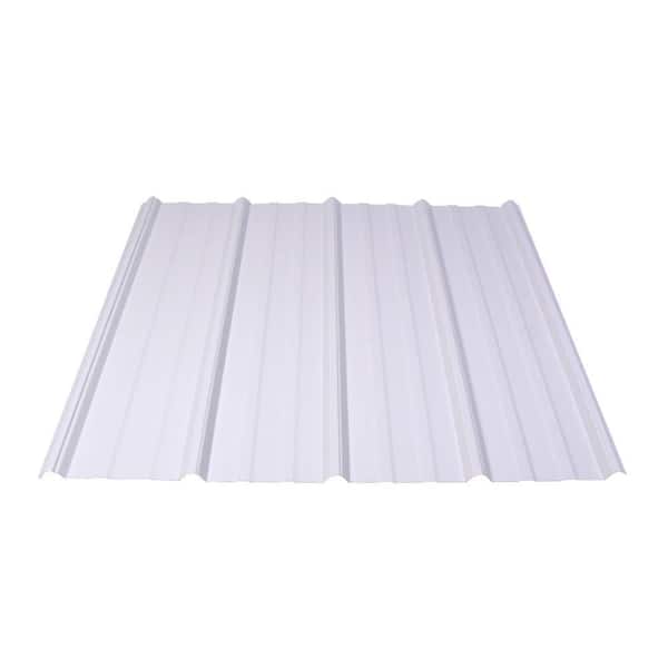 Fabral Shelterguard 8 ft. Exposed Fastener Galvanized Steel Roof Panel in White