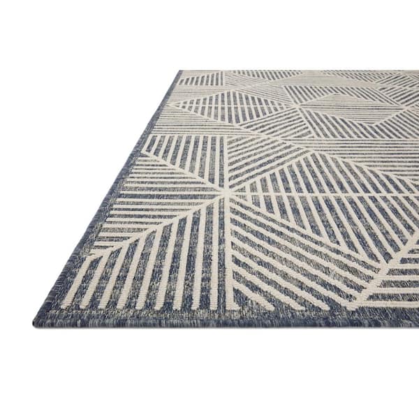 Loloi Rainier Denim/Ivory 5 ft. - 3 in. x 7 ft. - 7 in. Indoor/Outdoor Area Rug