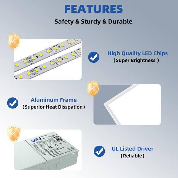 Bieuoram 2 ft. x 4 ft. 7800-Lumens Integrated LED Panel Light, 5000K White Color (4-Pieces)