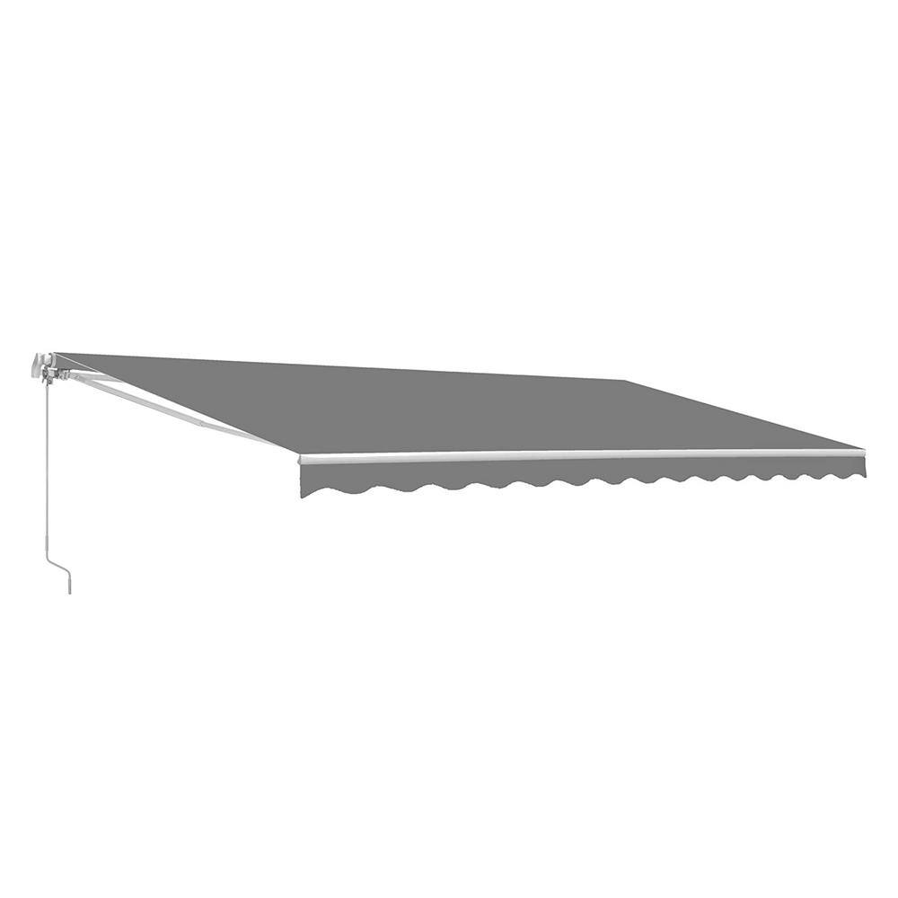 Gray Motorized Retractable Patio Awning with White Frame, 13' x 10'