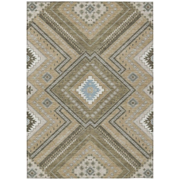 Addison Rugs Chantille Machine Washable Indoor/Outdoor Abstract ACN1010 Beige 9 ft. x 12 ft. Area Rug