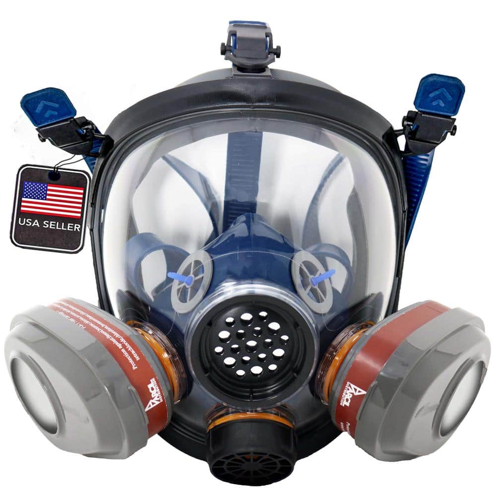 Parcil Safety Full Face Organic Vapor Respirator and Gas Mask with 2  Bayonet Style P-A-3 Replacement Filters PD-101