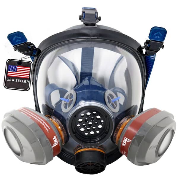 Parcil Safety Full Face Organic Vapor Respirator and Gas Mask with 2 Bayonet Style P-A-3 Replacement Filters