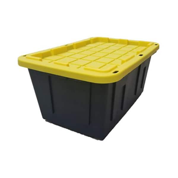 CX Original Black & Yellow 27-gallon Tough Storage containers with Lids,  Extremely Durable A, Stackable, (4 Pack)