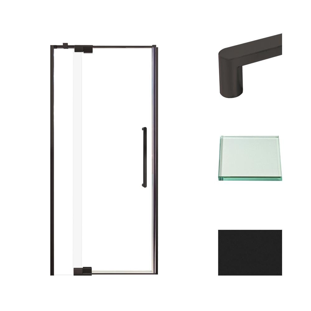Irene 36 in. W x 76 in. H Pivot Semi-Frameless Shower Door in Matte Black with Clear Glass price history on PriceWatchPro