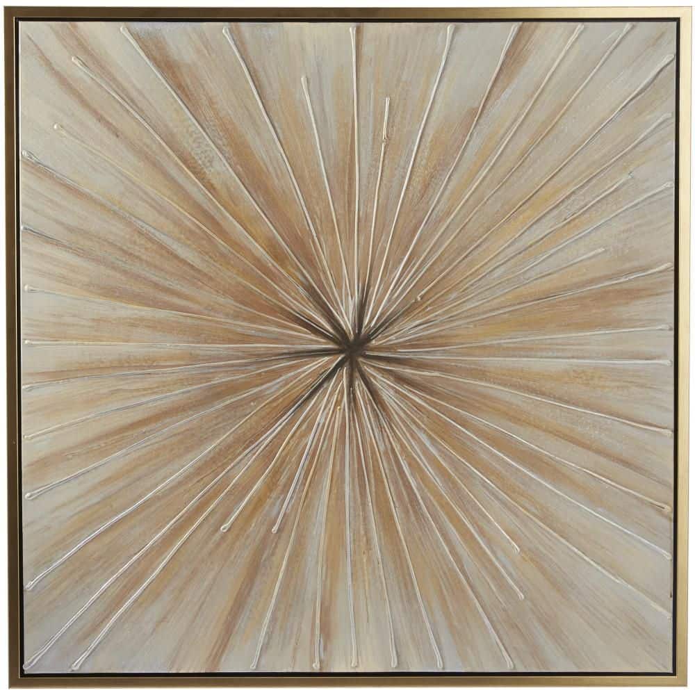 Litton Lane 1- Panel Starburst Radial Framed Wall Art with Gold