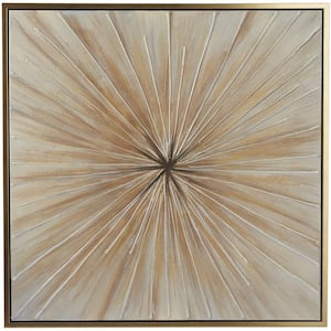 1- Panel Starburst Radial Framed Wall Art with Gold Frame 39 in. x 39 in.