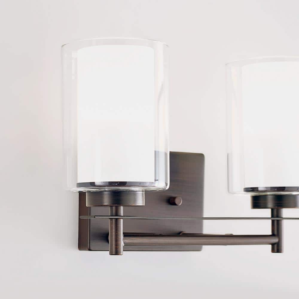 Elmwood Park Satin Etched Glass 2-Light Bronze Wall Sconce