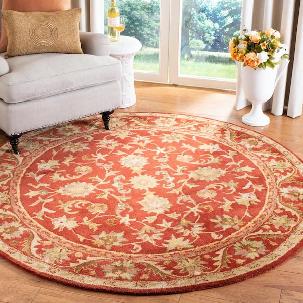 Antiquity Red 8 ft. x 10 ft. Oval Border Area Rug