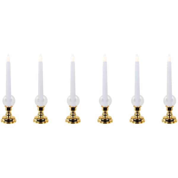 Single Light Window Candles with Remote and Timer-10 in. -White-Set of 6