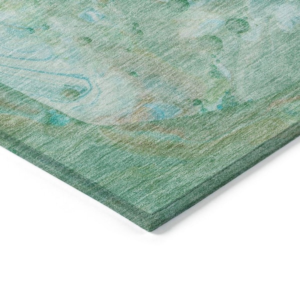 Chantille Machine Washable Indoor/Outdoor Abstract ACN1941 Teal 8 ft. x 10 ft. Area Rug