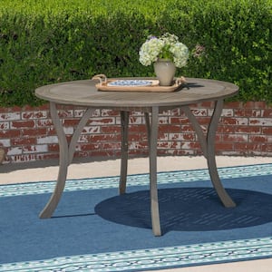 70 in. Gray Round acacia wood Outdoor Dining Table