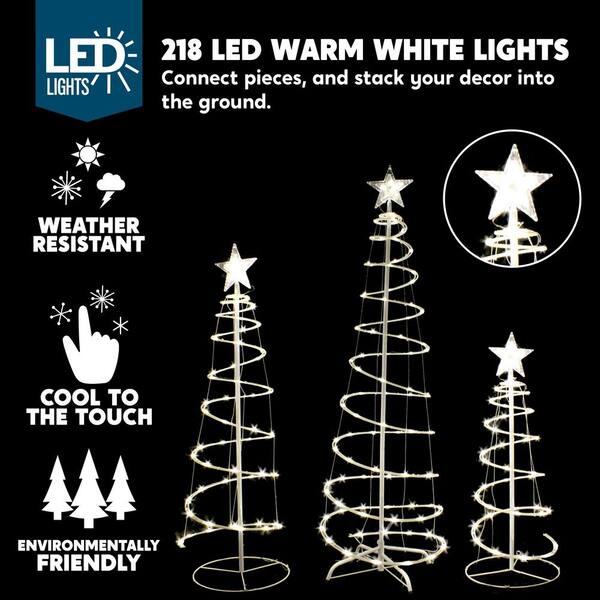 VIHOSE 6-Pack 3-Foot Spiral LED Christmas Trees With Star Toppers - Warm White Outdoor/Indoor Holiday Decor