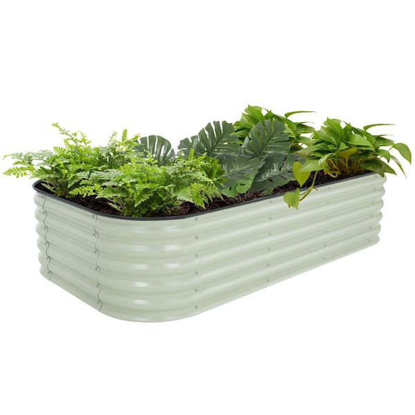 VEIKOUS Raised Garden Bed Outdoor for Vegetables, 9-in-1 Galvanized Metal  Planter Box, 17''H Modular Garden Bed Kit Oval for Herbs and Flowers