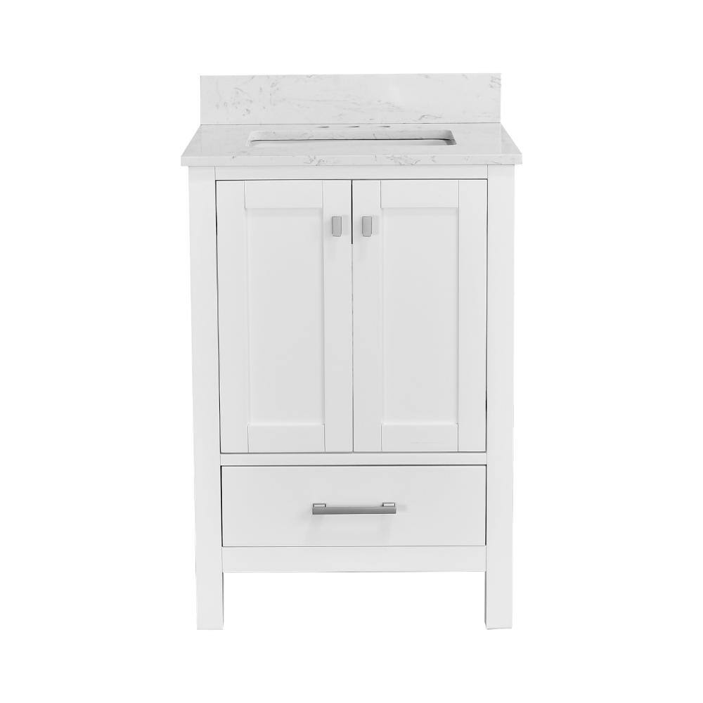 24 in. W x 22 in. D x 39 in. H Freestanding Bath Vanity in White with White Cultured Marble Top price history on PriceWatchPro