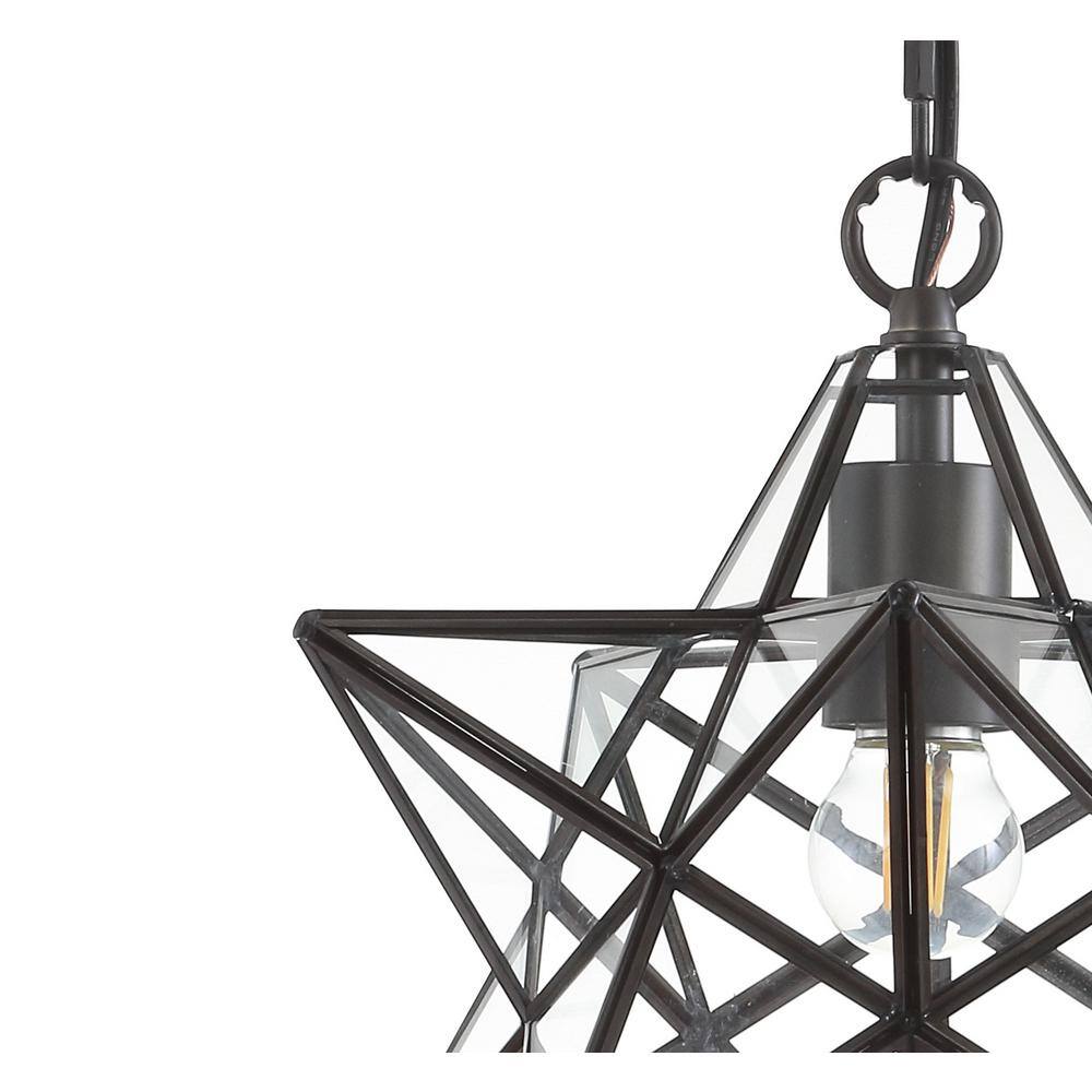 Stella 12" Oil Rubbed Bronze Star-Shaped LED Pendant with Clear Glass