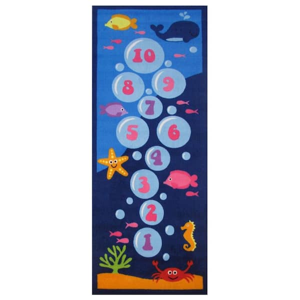 Fun Rugs Fun Time Underwater Hopscotch Multi 3 ft. x 7 ft. Area Rug